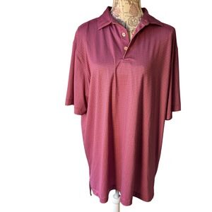 Peter Millar Summer Comfort Polo Shirt Mens Large Pink Blue Geo Pattern